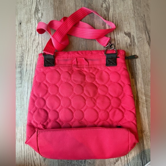 Thirty-One 31 Vary You Coral Hot Pink Quilted Dots Backpack Purse - Picture 2 of 8